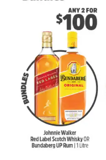 BWS Johnnie Walker Red Label Scotch Whisky or Bundaberg UP Rum 1 Litre offer
