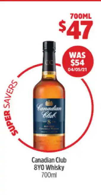 BWS Canadian Club 8YO Whiskey 700ml offer