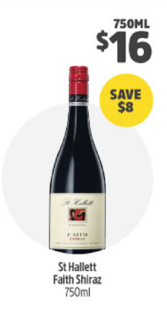 BWS St Hallett Faith Shiraz 750ml offer