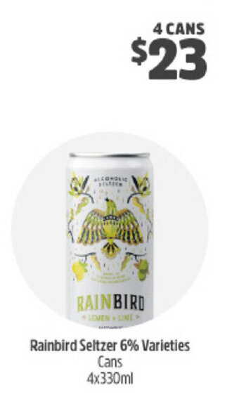 Rainbird Seltzer 6% Varieties Cans 4x330ml