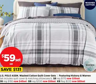 Spotlight U.S. Polo Assn. Washed Cotton Quilt Cover Sets offer