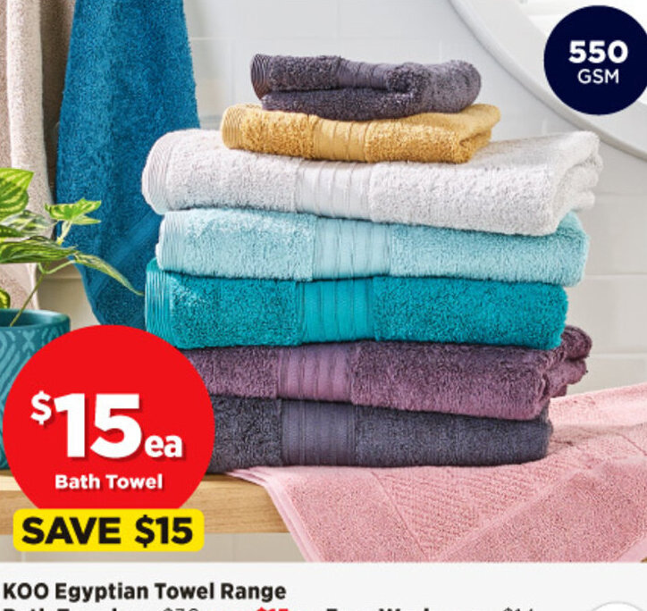 Koo Egyptian Towel Range offer at Spotlight