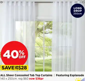 Spotlight All Sheer Concealed Tab Top Curtains I Featuring Esplanade offer