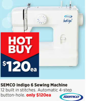 Spotlight Semco Indigo 6 Sewing Machine offer