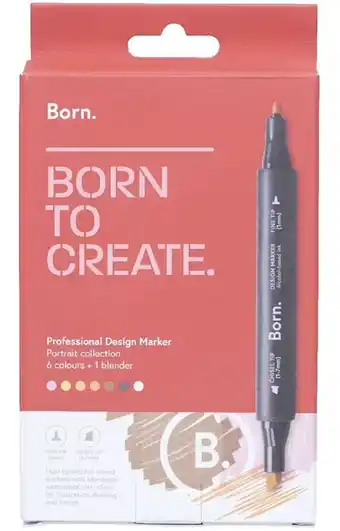 Officeworks Born 7 pack professional design markers portrait collection offer