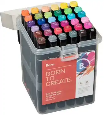 Officeworks Born 36 pack dual-tip graphic design markers offer