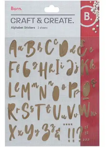 Officeworks Born alphabet stickers gold offer