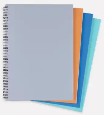 Officeworks J.burrows a4 120 page pp notebooks 4 pack assorted colours offer