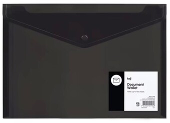 Officeworks Keji a4 button document wallet black offer