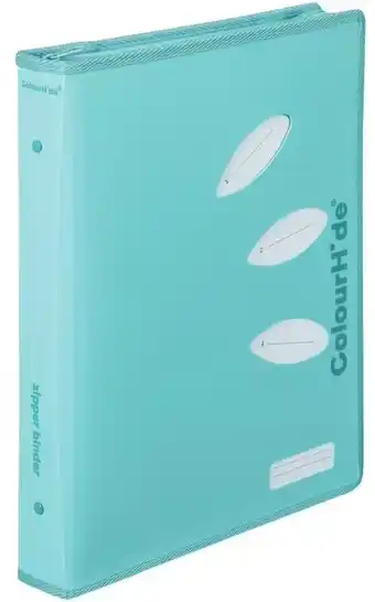 Officeworks Colourhide a4 2 d-ring zip binder - aqua offer