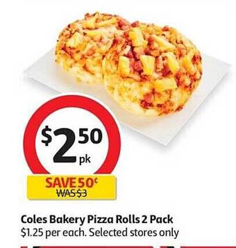 Coles Coles bakery pizza rolls 2 pack offer