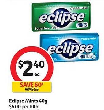 Coles Eclipse mints 40g offer