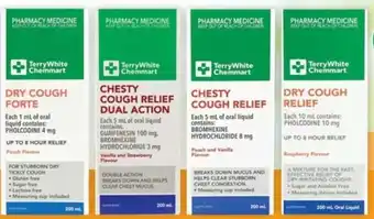 Terry White TerryWhite Chemmart Dry Cough Forte , Chesty Cough Relief Dual Action , Chesty Cough Relief  or Dry Cough Relief 200ml offer