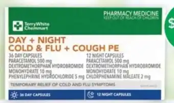 Terry White TerryWhite Chemmart Day+Night Cold & Flu+Cough Relief PE 48 Tablets offer