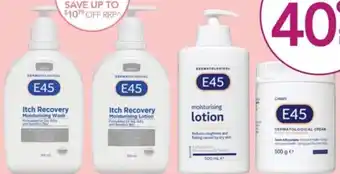 Terry White E45 Moisturising Wash, Moisturising Lotion, Lotion or Dermatological Cream offer