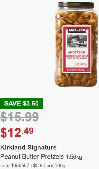 Costco Kirkland Signature Peanut Butter Pretzels 1.56kg offer