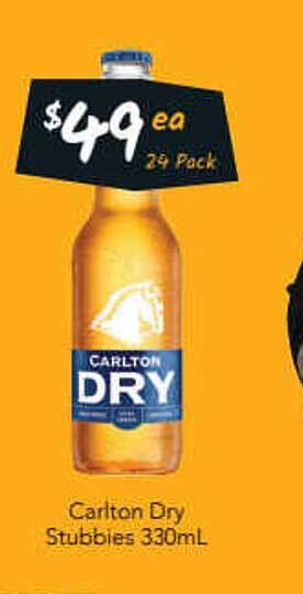 Cellarbrations Carlton dry stubbies offer