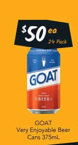Goat very enjoyable beer cans