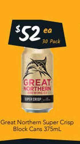 Cellarbrations Great northern super crisp block cans offer