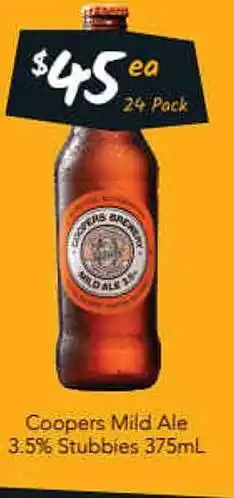 Coopers mild ale 3.5% stubbies