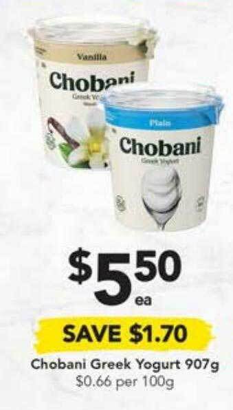 Drakes Chobani greek yogurt 907g offer