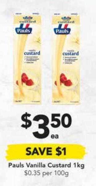 Drakes Pauls vanilla custard 1kg offer