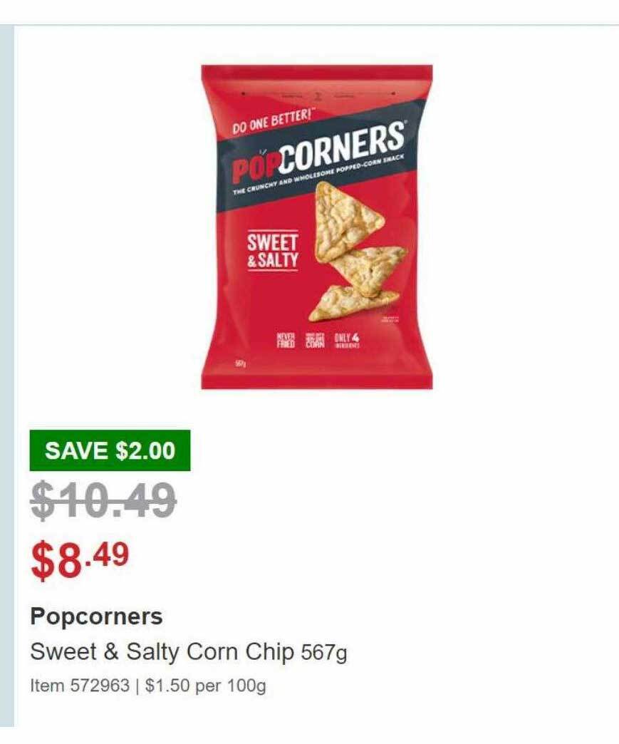 Popcorners sweet & salty corn chip offer at Costco