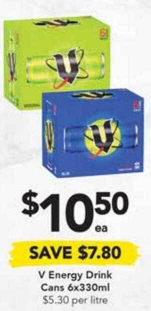 Drakes V energy drink cans 6x330ml offer