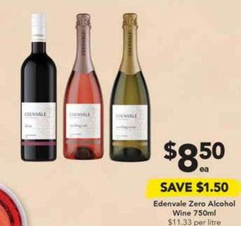 Drakes Edenvale zero alcohol wine 750ml offer