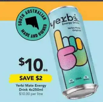 Drakes Yerbi mate energy drink 4x250ml offer