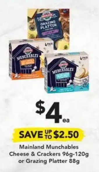 Drakes Mainland munchables cheese & crackers 96g-120g or grazing platter 88g offer
