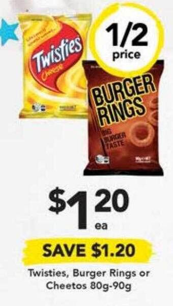 Drakes Twisties, burger rings or cheetos 80g-90g offer