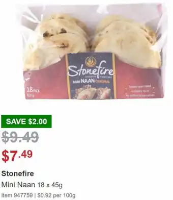 Costco Stonefire Mini Naan 18 x 45g offer