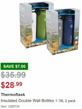 Costco Thermoflask Insulated Double Wall Bottles 1.18L 2 Pack offer