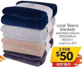 Cheap as Chips Coral Fleece Blankets 200x240cm offer