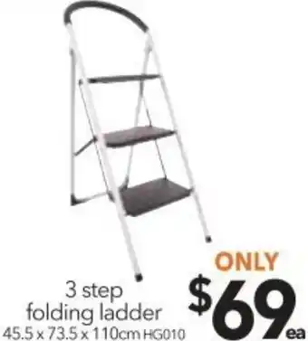 Cheap as Chips 3 Step Folding Ladder 45.5x73.5x110cm offer