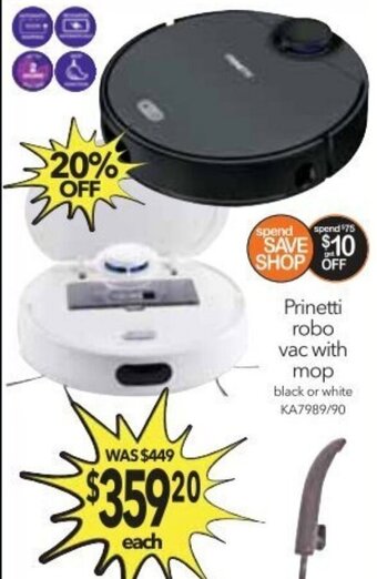 Cheap as Chips Prinetti Robo vac with mop offer