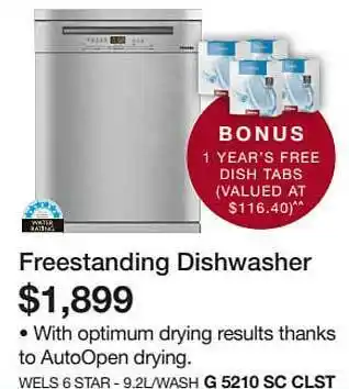 Bing Lee Freestanding dishwasher g 5210 sc clst offer