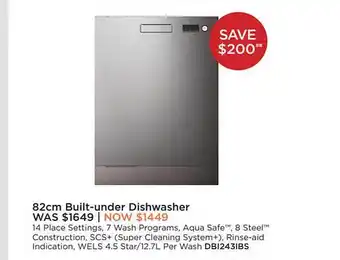 Bing Lee 82cm built-under dishwasher was dbi243ibs offer
