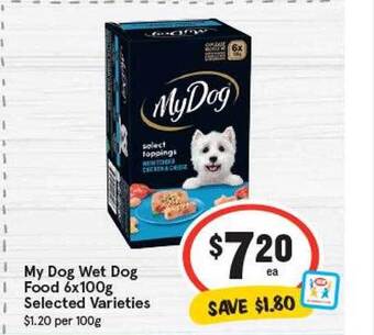 IGA My dog wet dog food selected varieties offer