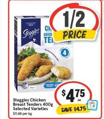IGA Steggles chicken breast tenders selected varieties offer