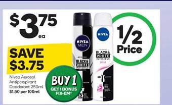Woolworths Nivea aerosol antiperspirant deodorant offer