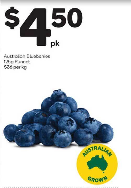 Australian blueberries offer at Woolworths