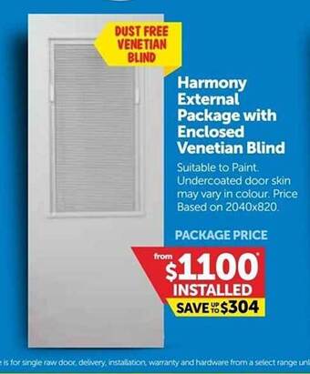 Doors Plus Harmony external package with enclosed venetian blind offer