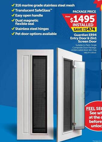 Guardian er94 entry door & 2in1 screen door