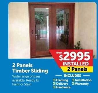 Doors Plus 2 panels timber sliding offer