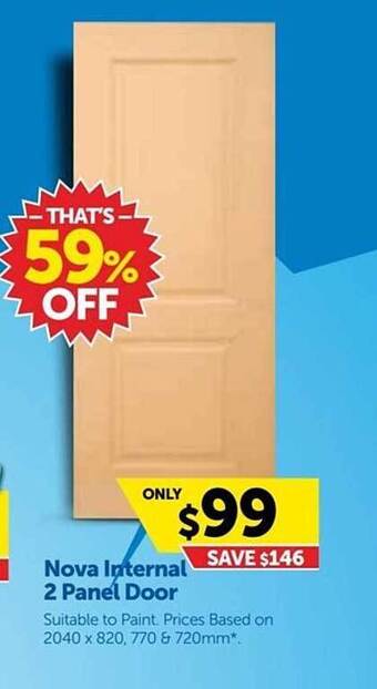 Doors Plus Nova internal 2 panel door offer