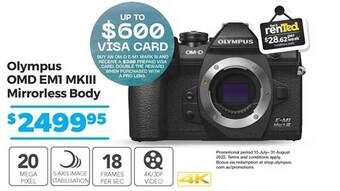 Teds Cameras Olympus omd em1 mkiii mirrorless body offer