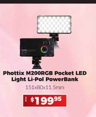 Camera House Phottix m200rgb pocket led light li-pol powerbank offer