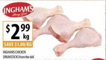 Supabarn Inghams chicken drumsticks from the deli offer